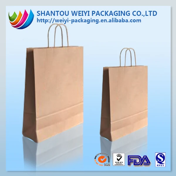cheap small flat handle kraft paper bag with logo print