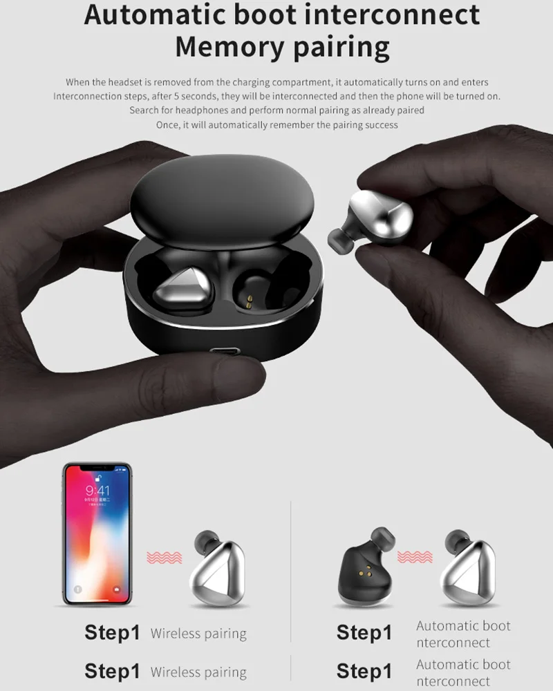 2019 newest BT 5.0 delicate wireless earphone T50 TWS IPX7 waterproof slide cover headset with charging case - ANKUX.COM