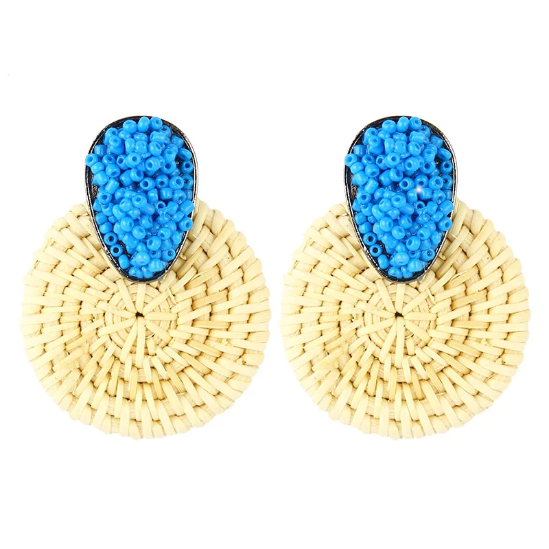 European Wholesale Handmade Woven Straw Alloy Elegance Beads Statement Earrings For Women, Picture
European Wholesale Handmade Woven Straw Alloy Elegance Beads Statement Earrings For Women, Picture