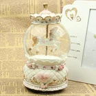 Resin music rotate horse snow globes carousel snow globe