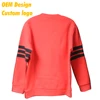 Manufacturer Low cost Logo Print polyester cotton Silm size Hem Label Red color Crew neck Ladies Sweatshirt without hood