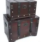Wholesale wooden treasure chest, vintage storage box,antique wooden trunk for home decoration