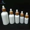 Empty Luxury White Jade Essential Oil Bottle with Bamboo Dropper Cap