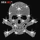 2016 fashion men t shirt skeleton hot fix rhinestone skull rhinestone crystals