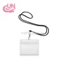 Waterproof Type Clear Plastic Horizontal Name Tag Badge ID card Holder with 1/8" Round Braided Cord Lanyard Included Paper Name