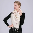 2017 fashion style women thick winter cute pattern printed design long scarf with tassels viscose pashmina scarf shawl