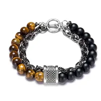 Natural Map Stone Men's Beaded Tiger eye Bracelet Stainless Steel Bracelets Male Jewelry
Natural Map Stone Men's Beaded Tiger eye Bracelet Stainless Steel Bracelets Male Jewelry