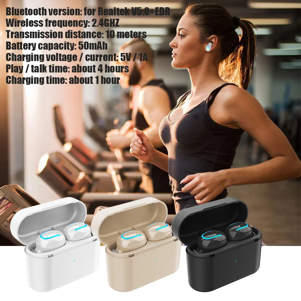 HBQ Q26 TWS Wireless Bluetooth5.0 Earphones Mini In-ear Style Binaural Earbuds Waterproof With Charging Box For Sports Jogging - ANKUX.COM