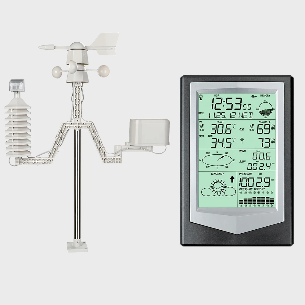 Professional Weather Station With USB interface PC software connection, Silver and gray
Professional Weather Station With USB interface PC software connection, Silver and gray