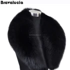 Factory Customize Size Winter OEM real women down jacket Dyed Black Warm Ladies Decoration Fox Fur Collar For Coat Leather