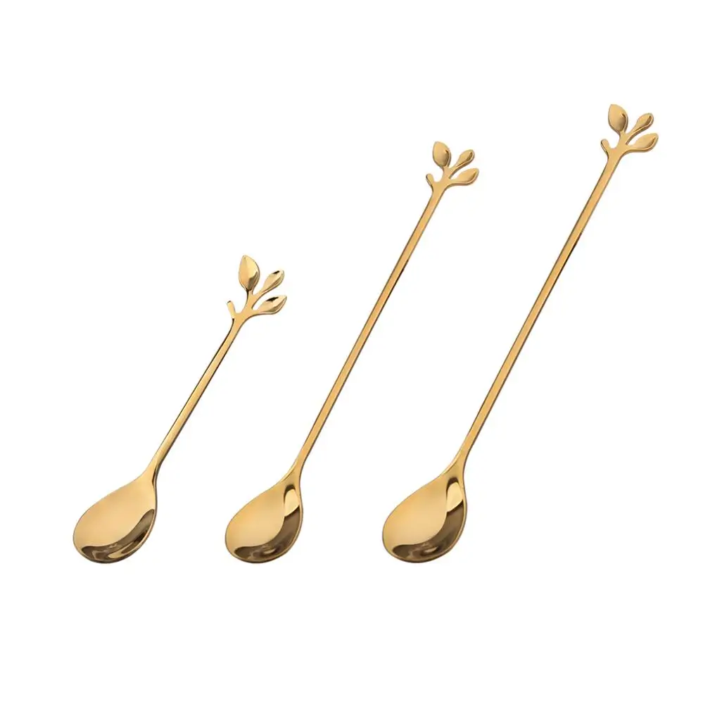 Elegent Leaf Cake Fork And Spoon Colorful Small Stainless Steel Coffee Stirring gold Spoon
Elegent Leaf Cake Fork And Spoon Colorful Small Stainless Steel Coffee Stirring gold Spoon