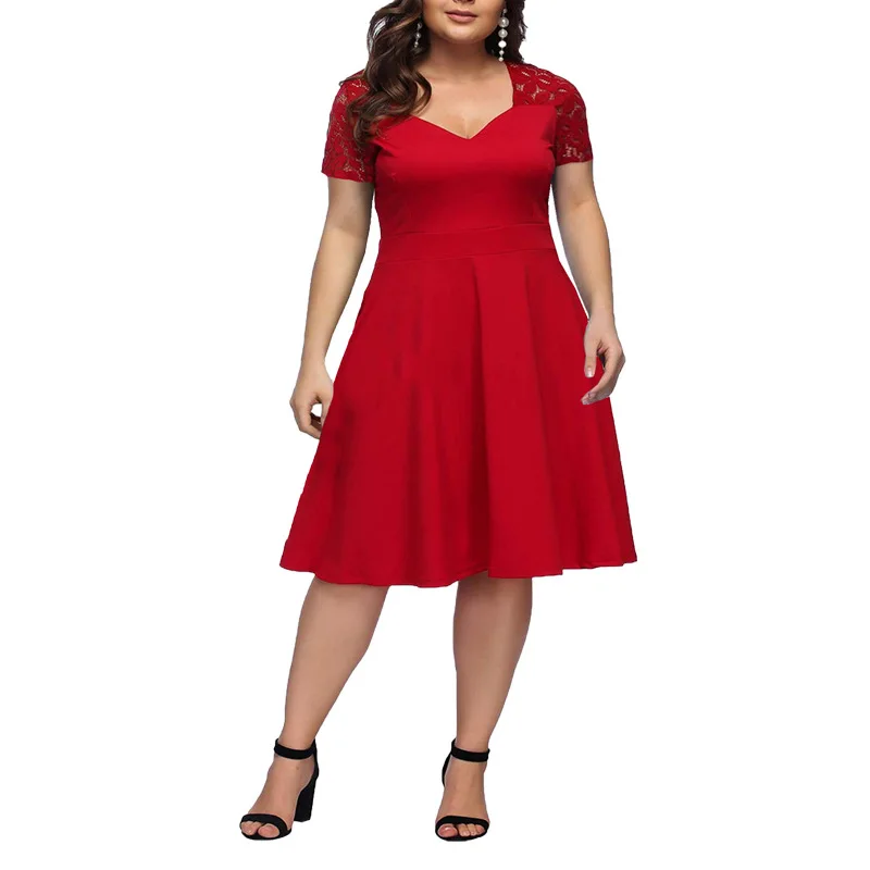 Summer casual lace short sleeve ladies frock designs plus size african dresses, Customized color
Summer casual lace short sleeve ladies frock designs plus size african dresses, Customized color