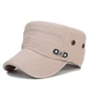 Hot Selling Pure Color Military Peak Cap Cotton Flat Top Hat