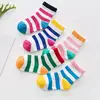 Girls 100% organic cotton best colored stripe socks kids