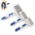 Top sales high quality customized pet brush with rubber handle automatic hair off button pet grooming comb