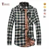 winter super thick warm double layers fleece lined flannel shirts big and small green check shirt