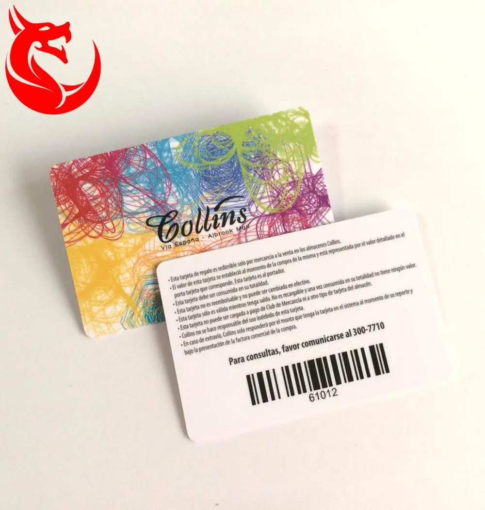 glossy effect standard size pvc gift card