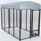 Wholesale Outdoor Heavy Duty Metal Flooring Chain Link Large Dog Cage Kennel With Door And Waterproof Cover-2.4x1.2m