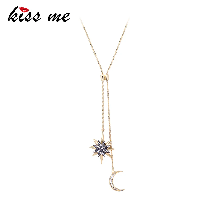 xl00265c Fashion Simple Gold Chain Necklace, Crystal Moon And Star Adjustable Necklace, As picture
xl00265c Fashion Simple Gold Chain Necklace, Crystal Moon And Star Adjustable Necklace, As picture