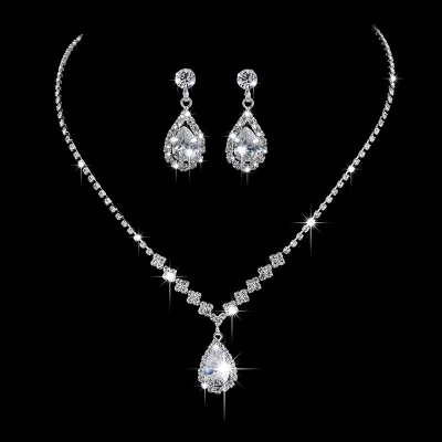Simple Crystal Cubic Zircon Stone Necklace and Earrings Bride Wedding Jewelry Set, Clear
Simple Crystal Cubic Zircon Stone Necklace and Earrings Bride Wedding Jewelry Set, Clear