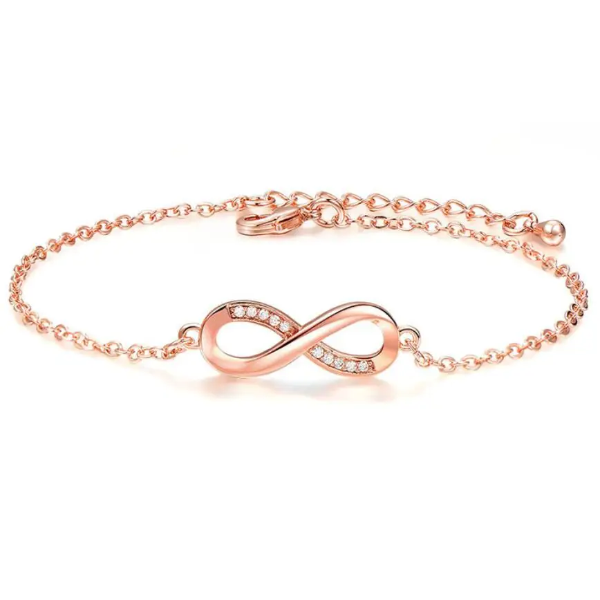 Rose gold plated Full zircon endless 8-shaped bracelet for women, N/a 
Rose gold plated Full zircon endless 8-shaped bracelet for women, N/a