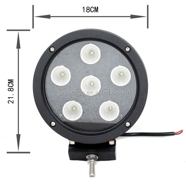 Carzigo 60W 5400LM Round LED Work Light Cars Auto Parts Driving Light For Truck luz del LED