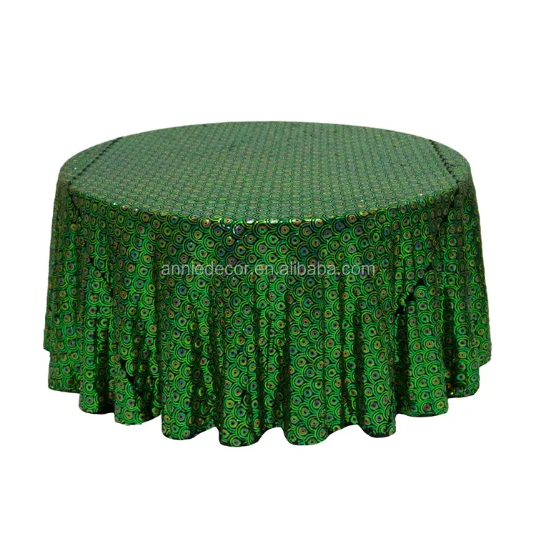 Fancy sequin embroidery Peacock feathers pattern wedding table cloth