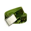 Custom Printed Mens Green Woven Polyester Webbing Fabric Belt with Metal Buckle