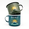 Logo printing custom enamel mug, custom steel enamel camping mug, white logo printing metal enamel cup