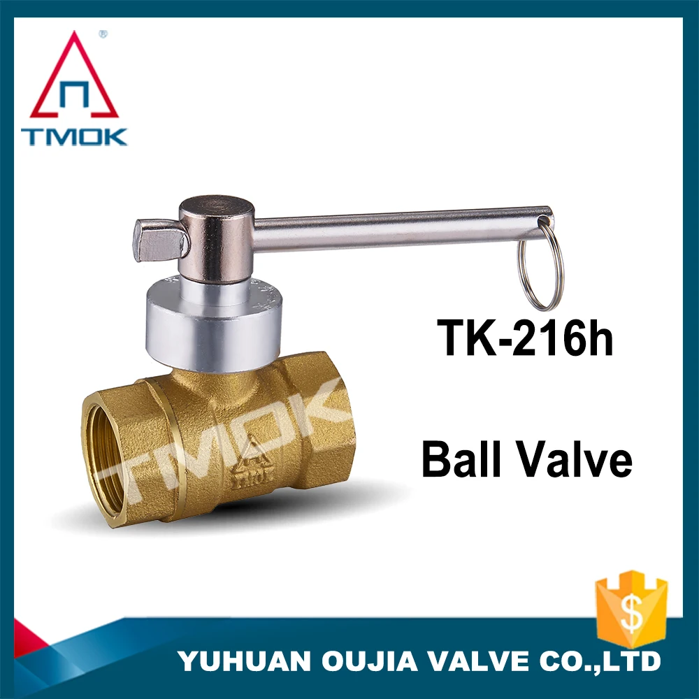 One Type Ball Valve With Lock Key Brass Nature Color Iron Ball 1000wog