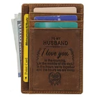 Custom Print Embossed Men Full Grain Genuine Leather Brown Engraved Leather Creit Card Holder Front Pocket Wallet