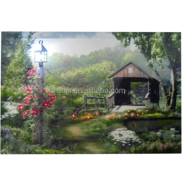 battery operated illuminated garden landscape Canvas Art