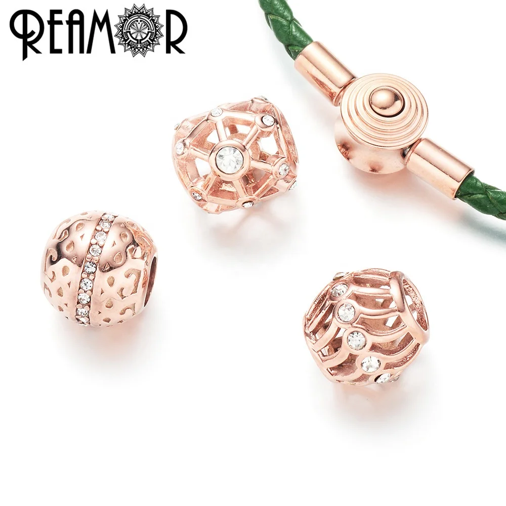 REAMOR White CZ Stainless steel Plating Rose Gold Round Spacer Charm Beads for Women Bracelets Jewelry Making DIY Metal Beads
REAMOR White CZ Stainless steel Plating Rose Gold Round Spacer Charm Beads for Women Bracelets Jewelry Making DIY Metal Beads