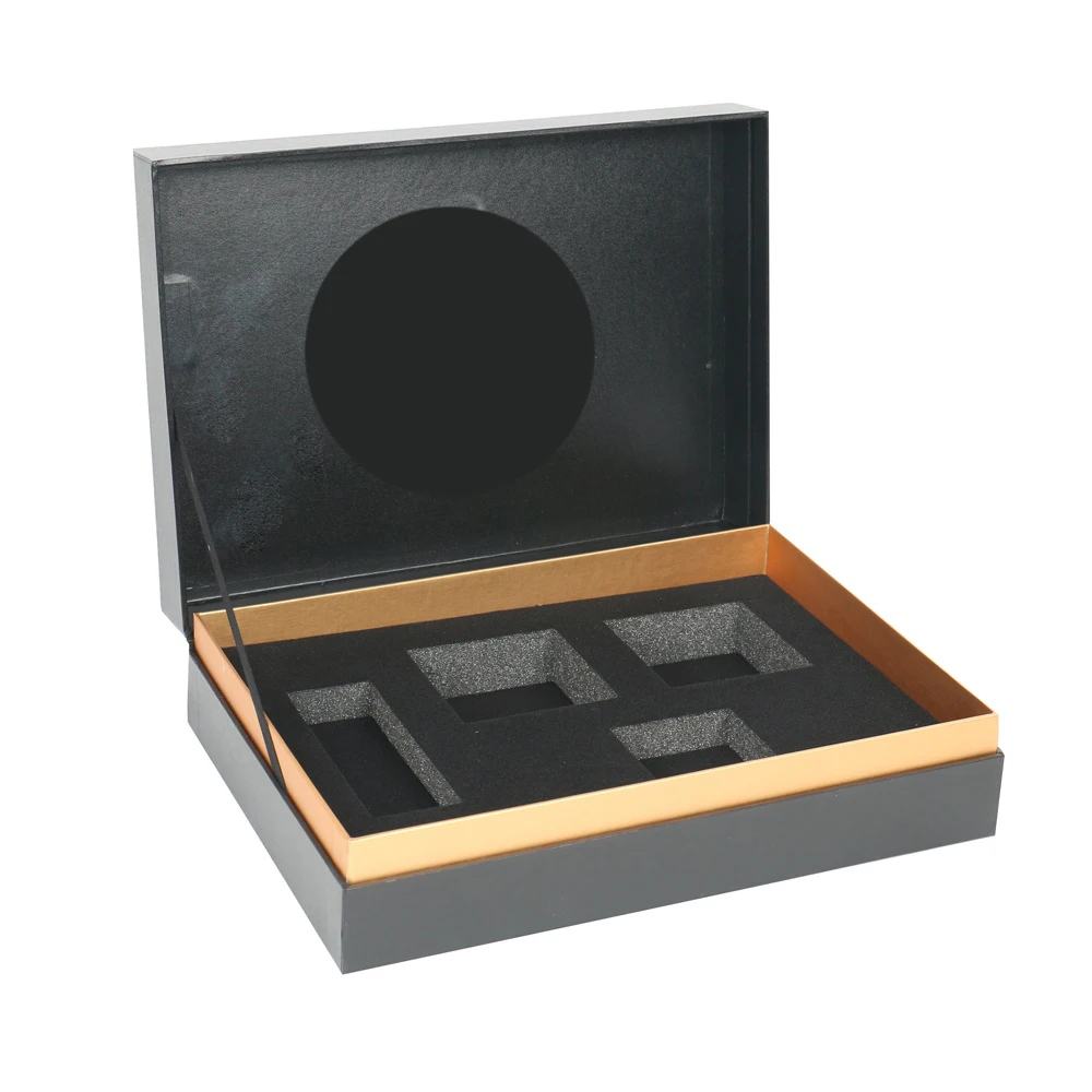 2018 hot sell matte black cardboard gift with foam insert custom
