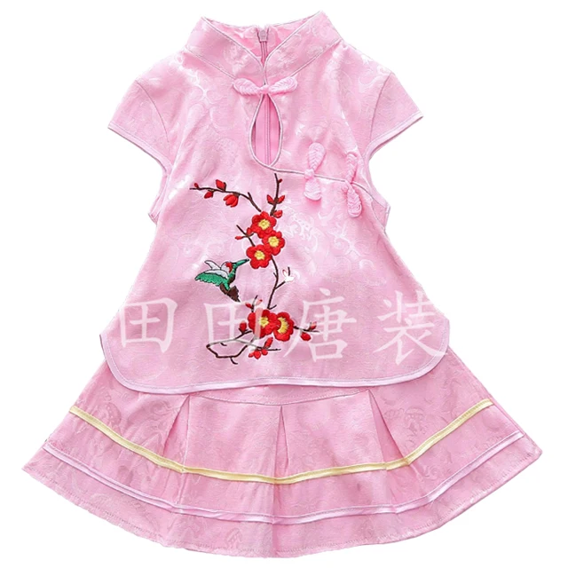 Оптовая продажа; детская одежда; Детский костюм с вышивкой; летнее традиционное китайское платье для девочек