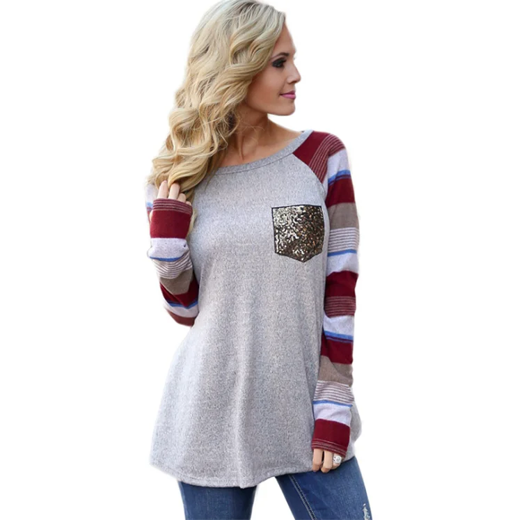 salisaman-52 2018 spring and autumn explosion models ladies long sleeve printed sequin pocket bottoming T-shirt
salisaman-52 2018 spring and autumn explosion models ladies long sleeve printed sequin pocket bottoming T-shirt