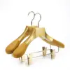 Luxury customized strong flocking clothes hanger wood gold color