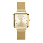 28mm Womens Watches Private Label Full Gold Mesh Band 28mm Case Classic Brand Fashion Square Lady Casual Dress Watch