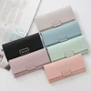 latest design three foldable clasp lady wallet multi credit card holder orangize pu leather long wallet