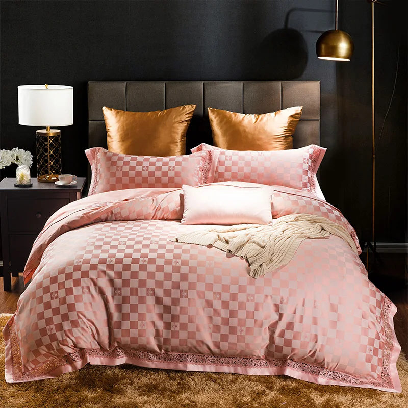 Waliicorners Tribute Silk Jacquard silver gray Luxury Royal Bedding set 4Pcs King Queen size bed sheet set Duvet cover pillow shams 30 WFG_1681