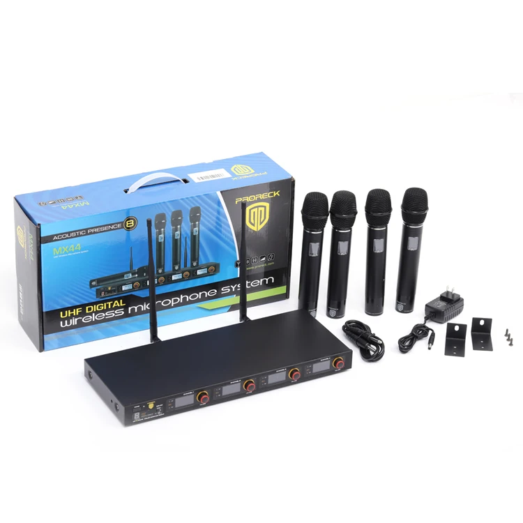 OEM High quality 4 Channel professional cordless karaoke microphone, Black color
OEM High quality 4 Channel professional cordless karaoke microphone, Black color