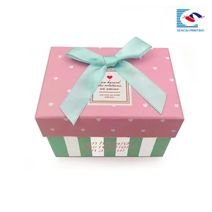 custom rectangle paper gift packaging box for children with bow