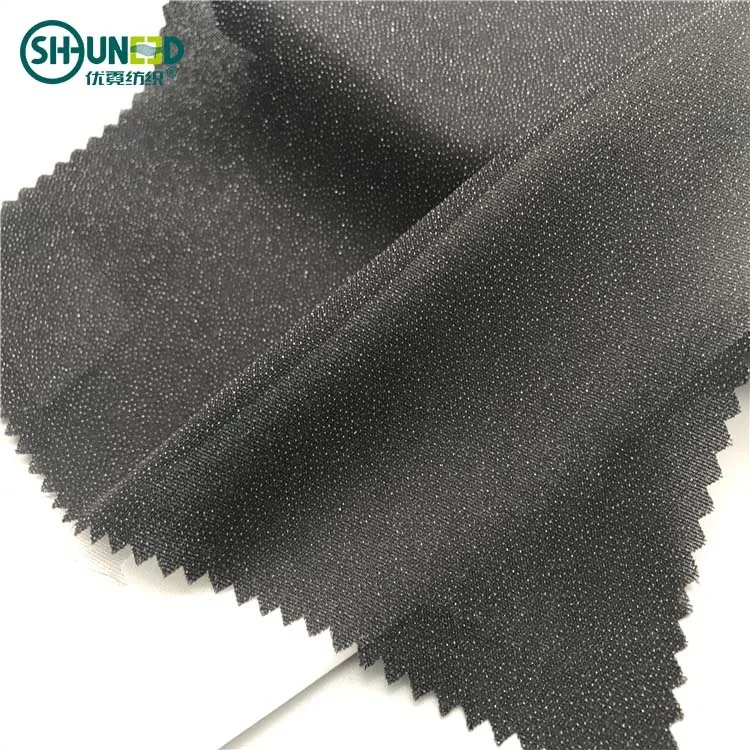 OEKO enzyme washed 30D double dot pa coated 45fg plain woven fusible interlining fabric / fusible/ 1/1 structure / high quality