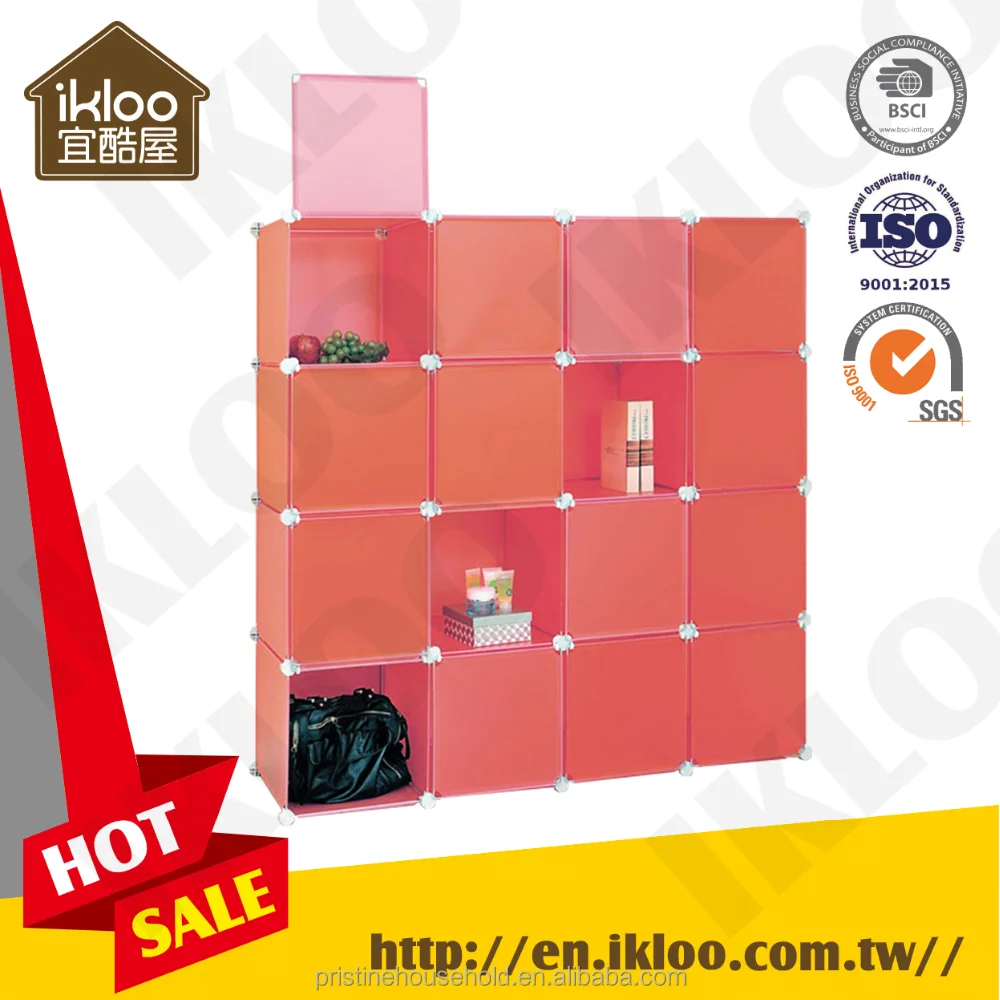 16 cubos de plástico de color rojo de cubo de almacenamiento para la