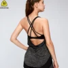 Women cross back sports clothing soft yoga top with built in bra