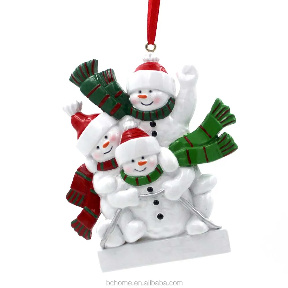 snowman family sleigh personalized christmas tree ornament
