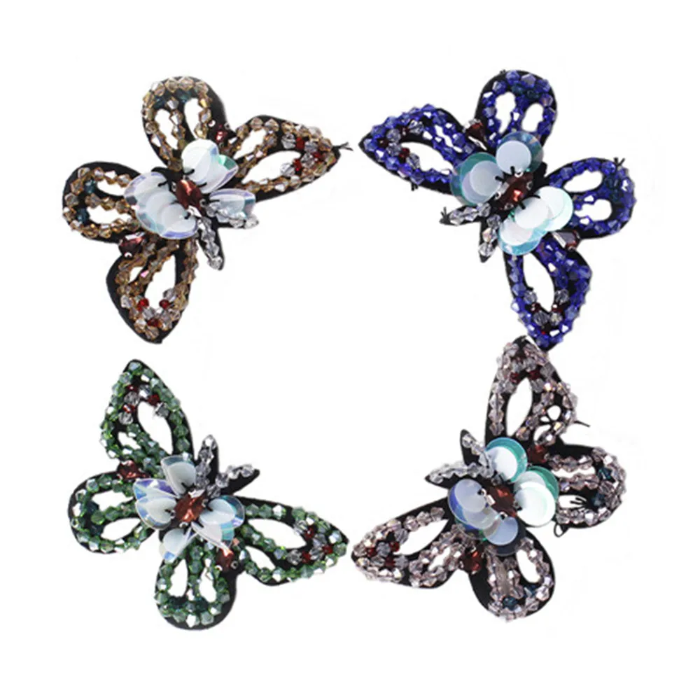 Hot Sale Green Blue Beading Sequins Butterfly Applique for Bag Dress