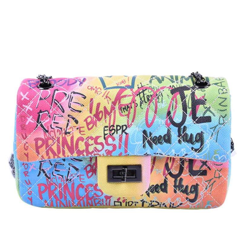 Ladies Rainbow Colored Art Purse Diamond Lattice PU Vegan Leather Shoulder Bags for Women 2019 Purses Handbags Graffiti Purses, Multicolor
Ladies Rainbow Colored Art Purse Diamond Lattice PU Vegan Leather Shoulder Bags for Women 2019 Purses Handbags Graffiti Purses, Multicolor