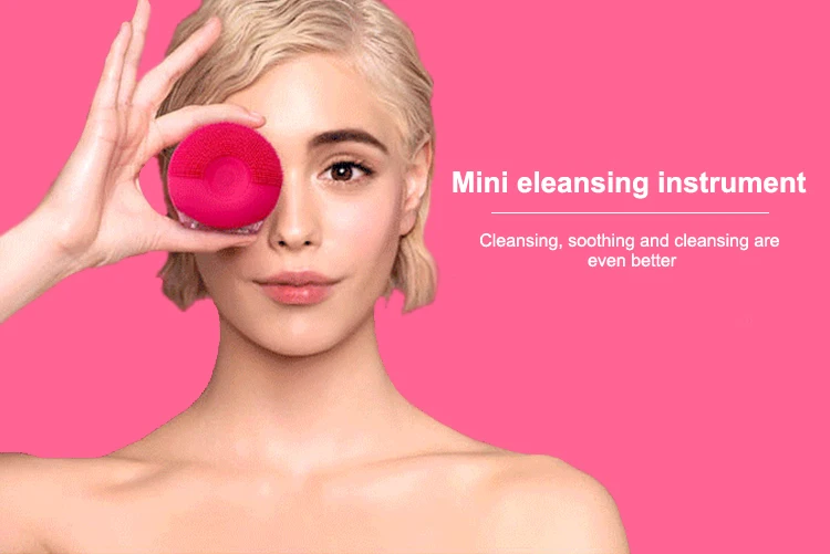 Electric ultrasonic sonic facial cleaner brush silicone massager
