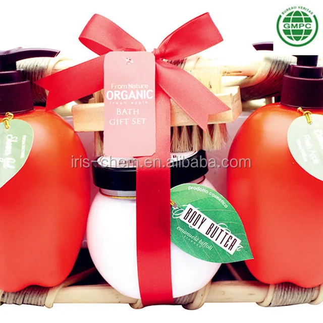 organic apple bath set whitening shower gel /body lotion /bubble